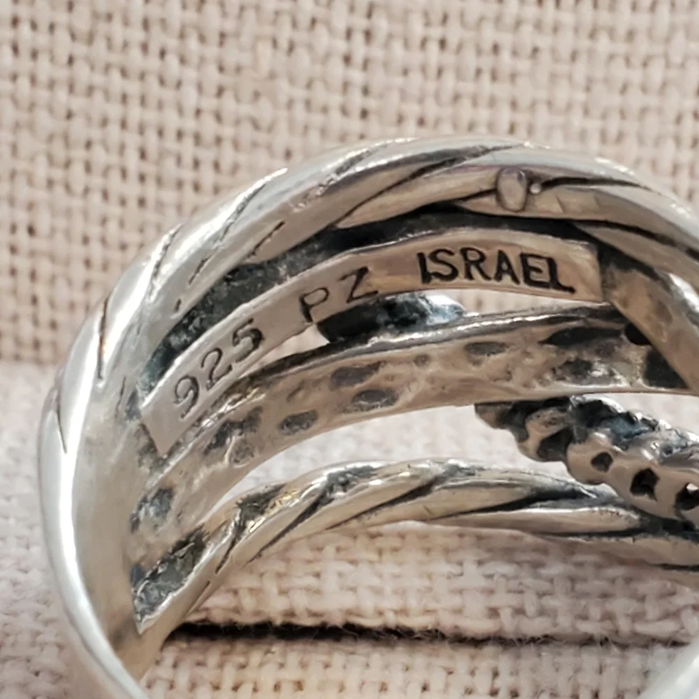 PZ 925 Sterling Texturized Rope Weave Band Ring 6.75 - Picture 11 of 16